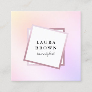 Elegant stylish geometric holographic hairstylist square business card
