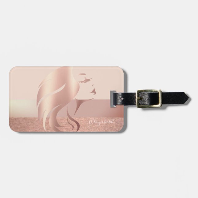 Elegant Stylish Girl Face Silhouette Luggage Tag (Front Horizontal)