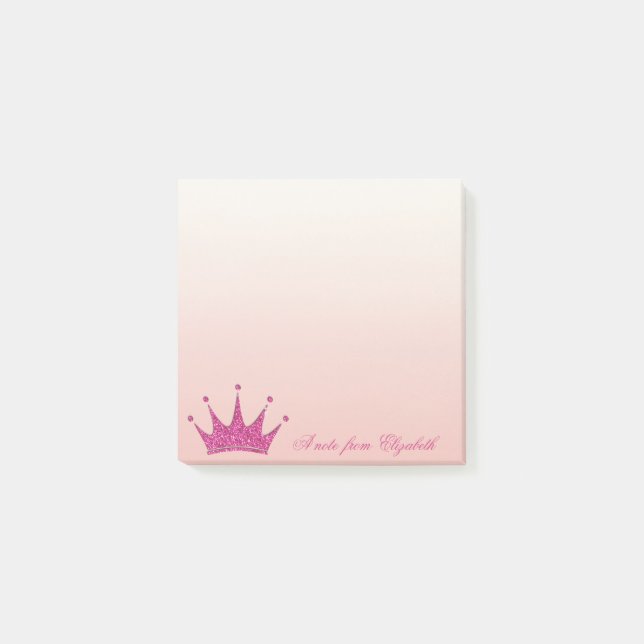 Elegant Stylish Girly ,Glittery Tiara Post-it Notes (Front)
