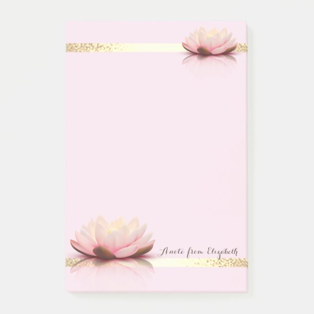 Elegant Stylish Girly Gold Stripes, Lotos Post-it Notes (Front)