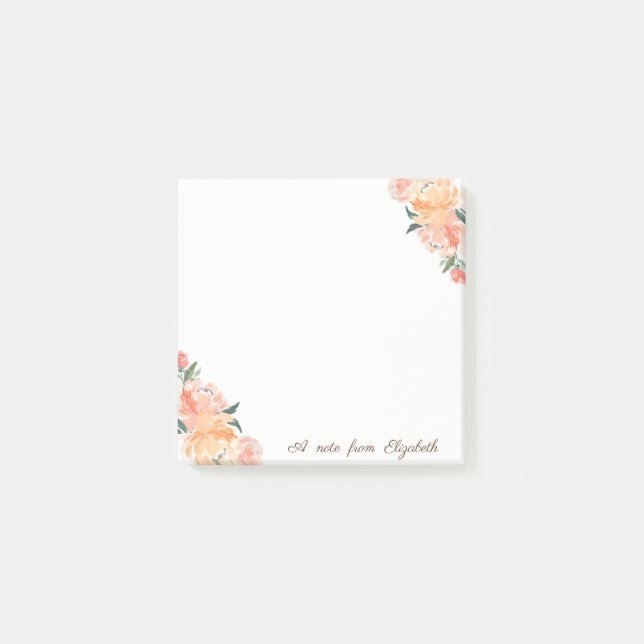 Elegant Stylish,Girly,Watercolor Flowers Post-it Notes (Front)