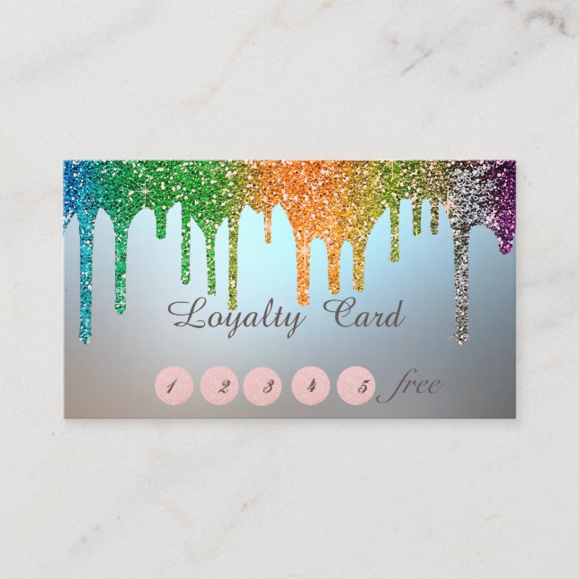 Elegant Stylish,Glitter Drips Loyalty Card (Front)