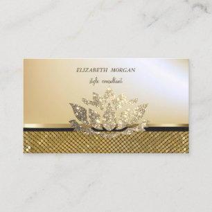 Elegant Stylish Glitter Lotus Gold Sequins Business Card