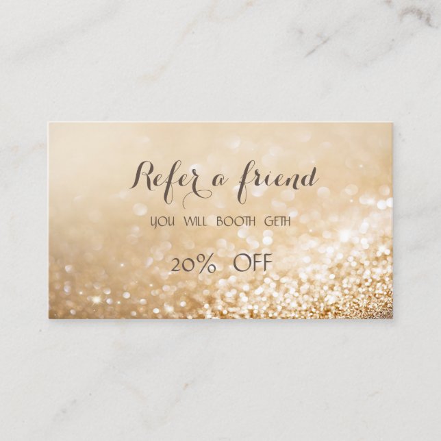 Elegant Stylish Glittery Bokeh  Referral Card (Front)