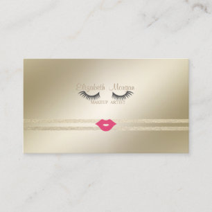 Elegant Stylish, Glittery Striped,Lashes,Lips Business Card