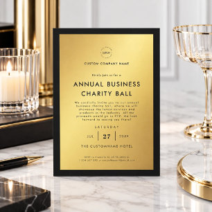 Elegant Stylish Gold Black Business Logo Party Invitation