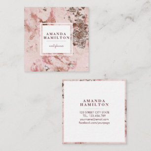 Elegant Stylish Gold Blush Pink marble rose gold Square Business Card