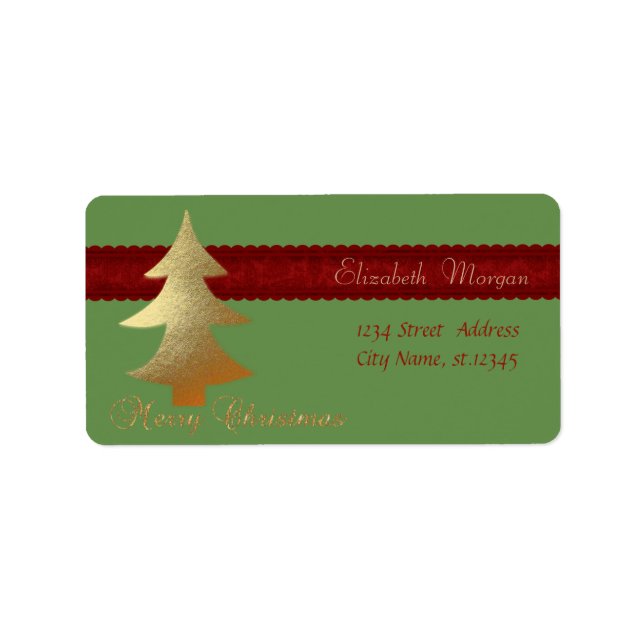 Elegant Stylish Gold  Christmas Tree Label (Front)