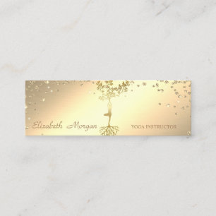 Elegant Stylish Gold Diamonds Tree Silhouette Mini Business Card