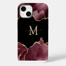 Elegant Stylish Gold Glitter Burgundy Agate