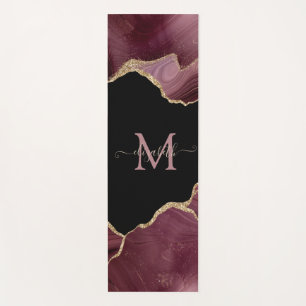 Elegant Stylish Gold Glitter Burgundy Agate Yoga Mat