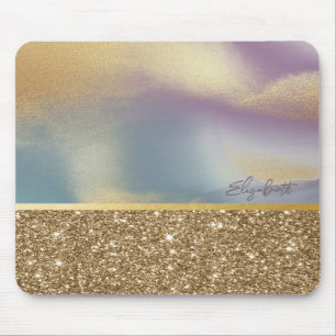 Elegant Stylish Gold Glitter Colourful Mouse Pad