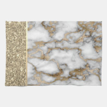 Elegant Stylish Gold Glitter Shiny White Marble 