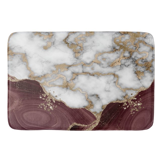 Elegant Stylish Gold Glitter Stone Marble  Bath Mat (Front)