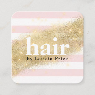 Elegant stylish gold glitter stripes hair square business card