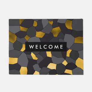 Elegant stylish gold grey and black mosaic doormat