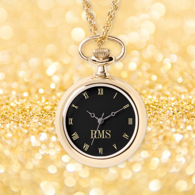 Elegant Stylish Gold Monogrammed Necklace Watch (Elegant Stylish Gold Monogrammed Necklace Watch)