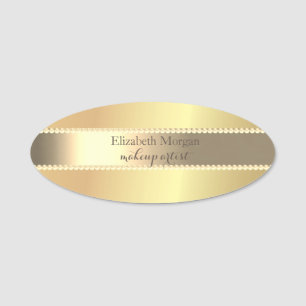 Elegant Stylish Gold Pearls Name Tag