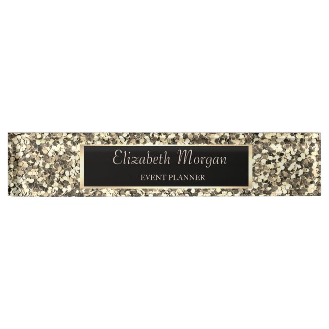 Elegant Stylish Gold  Sequins, Frame Nameplate (Front)