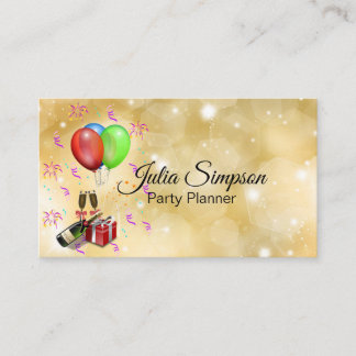 Elegant, Stylish, Gold, Shiny, Colorful Balloons Business Card