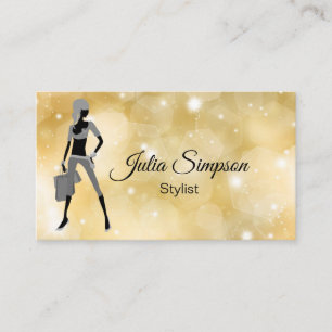 Elegant, Stylish, Gold, Shiny, Girl, Stylist Business Card