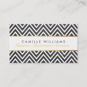 ELEGANT stylish gold strip chevron chalkboard grey Business Card