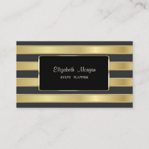 Elegant Stylish,Gold Striped,Black Frame Business Card