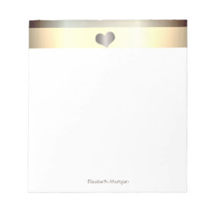 Elegant Stylish Gold  Stripes, Heart- Personalised Notepad