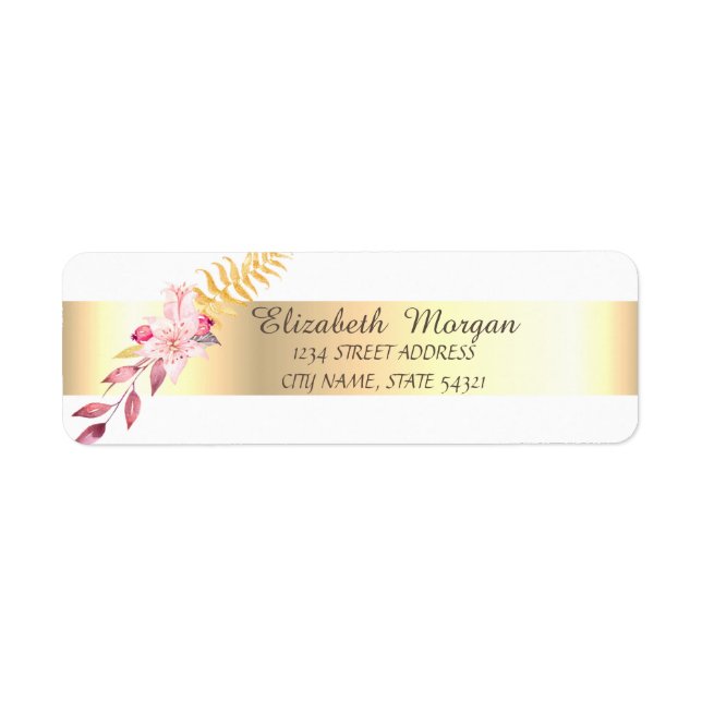 Elegant  Stylish,Gold White ,Flower Address (Front)