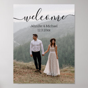 elegant stylish handwriting wedding welcome poster