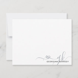 Elegant Stylish Heart Script 2 Monogram Initial Card