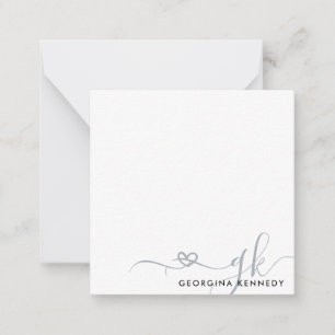 Elegant Stylish Heart Script 2 Monogram Initial Card
