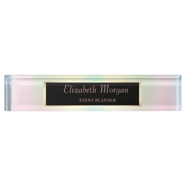 Elegant Stylish Holographic Iridescent  Frame Nameplate (Front)