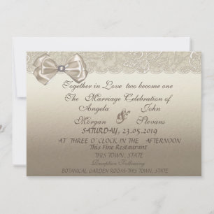 Elegant Stylish,Lace,Bow Wedding Invitation