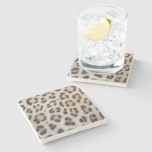 Elegant stylish leopard cheetah fur print pattern stone coaster