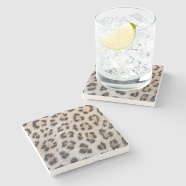 Elegant stylish leopard cheetah fur print pattern stone coaster (Side)