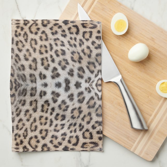 Elegant stylish leopard cheetah fur print pattern tea towel (Quarter Fold)