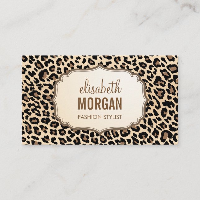 Elegant Stylish Leopard Print Girly Pattern Business Card (Front)