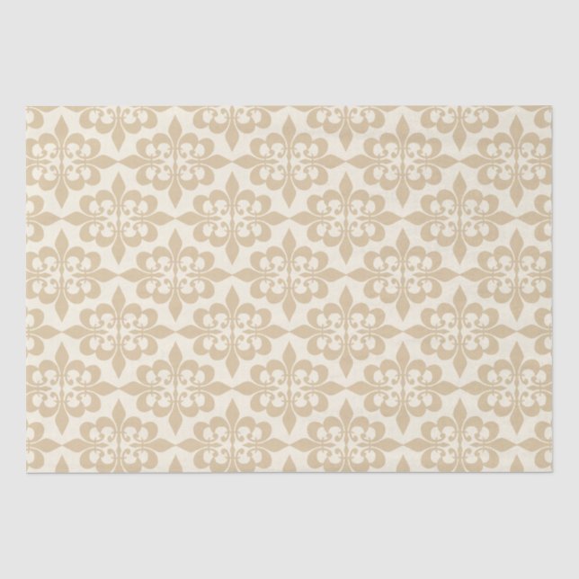 Elegant Stylish Light Beige Damask Decoupage  Tissue Paper (Front)