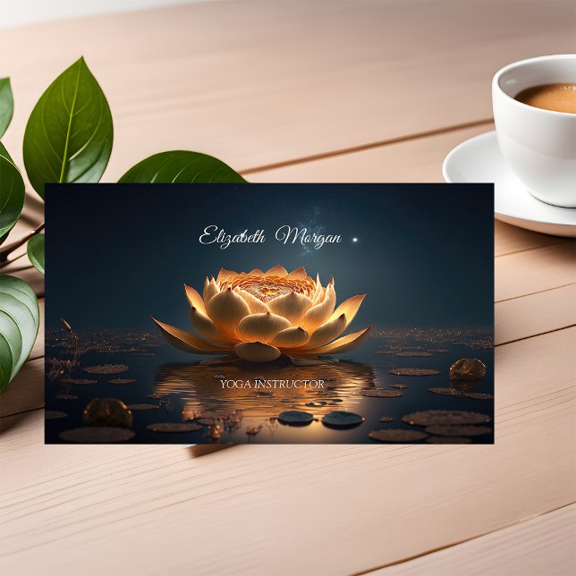 Elegant Stylish Lotus Yoga Instructor Business Card (Creator Uploaded)