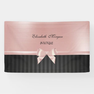 Elegant Stylish Luxury ,Striped, Pink Ribbon Bow Banner