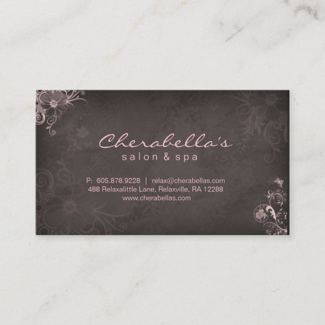 Elegant Stylish Makeup Artist Floral Pink Brown Appointment Card (Front)