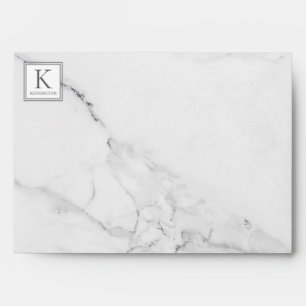 Elegant Stylish Marble Monogram Family Name Envelope