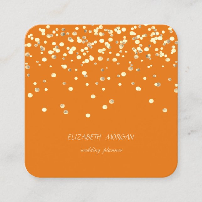 Elegant Stylish Minimalist, Faux Gold Confetti Square Business Card (Front)
