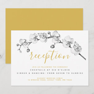 Elegant Stylish Modern Chic Floral Gold Reception Invitation