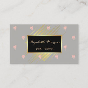 Elegant Stylish  Modern ,Faux Gold,Stripes,Hearts Business Card