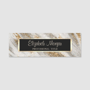 Elegant Stylish Modern, Frame,Gold Glitter Touch Name Tag