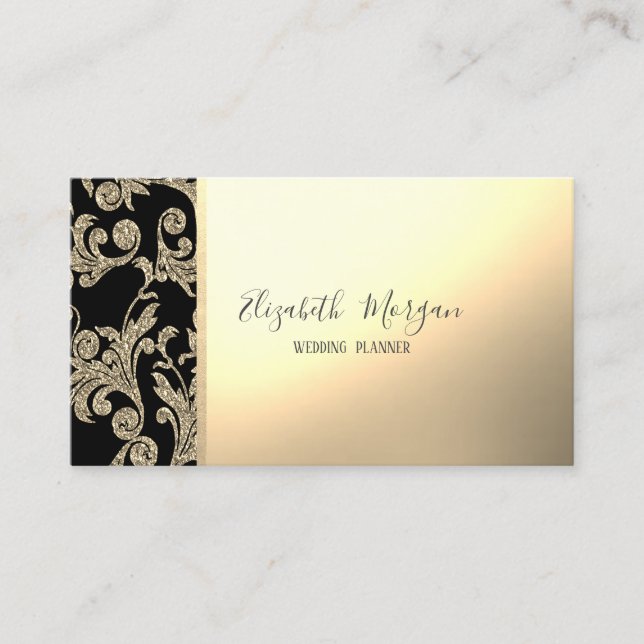 Elegant Stylish Modern Gold Flowers Business Card (Front)