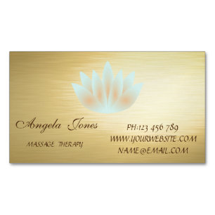 Elegant Stylish Modern Gold, Lotus Flower Magnetic Business Card