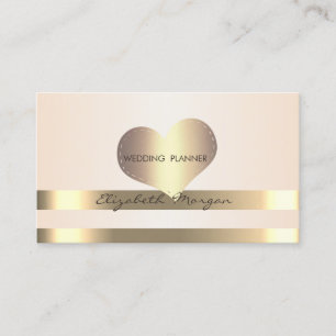 Elegant Stylish, Modern Gold Stripes, Heart Business Card